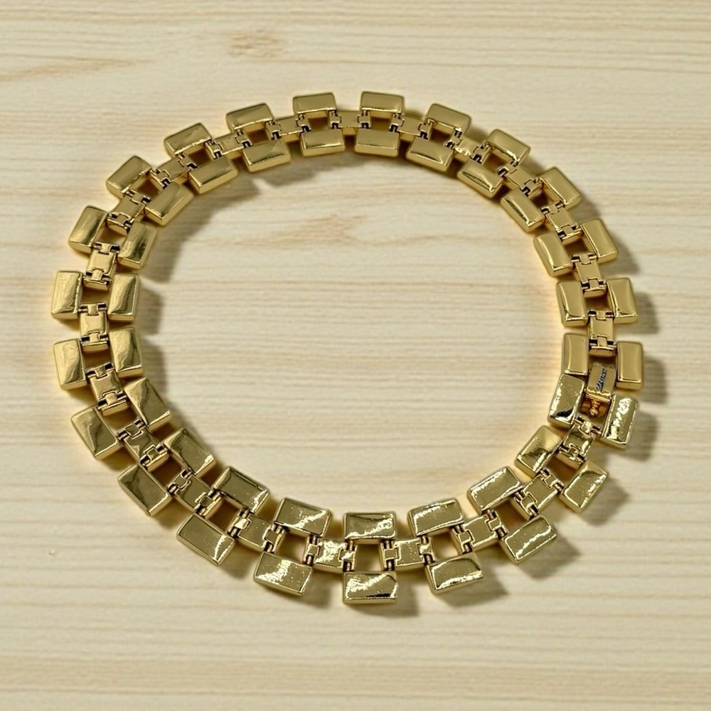 Rare Lulu Frost Signed Blue Enamel Gold Statement Necklace 17” Excellent Cond. - Picture 15 of 17
